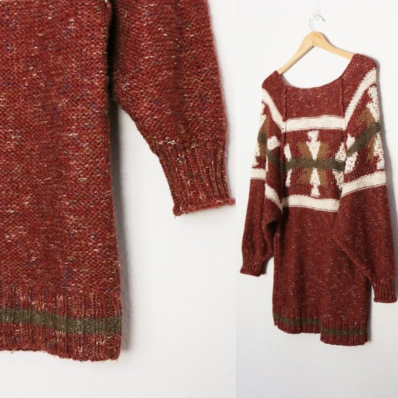 Free People Northern Lights Sweater Dress Wool Linen Blend Boho Cozy Western XS - Picture 11 of 16